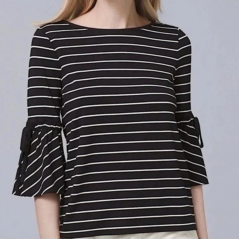 WHITE HOUSE BLACK MARKET Black White Striped Top Size Small